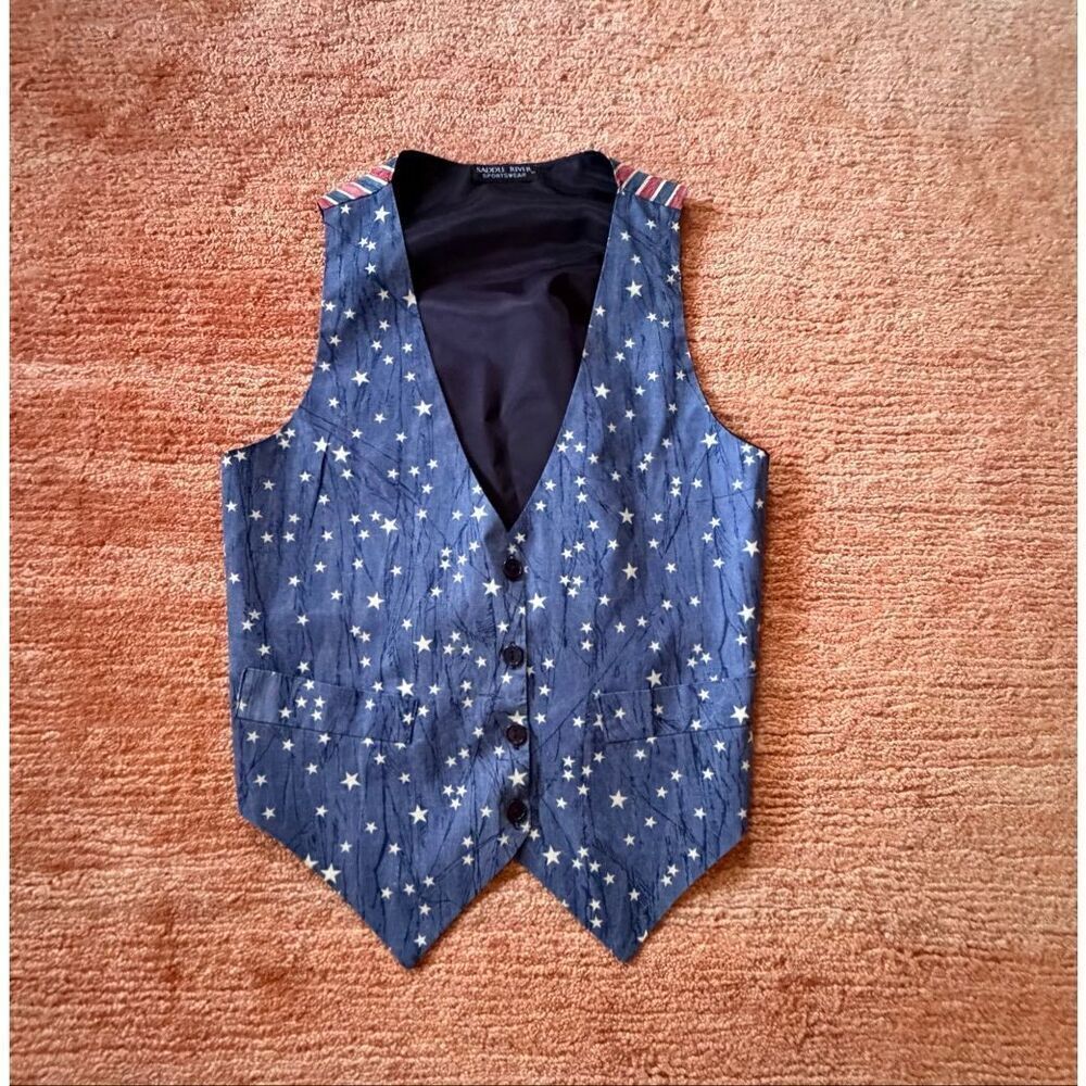 Vintage Saddle River Sportswear Stars Vest Patriotic USA Style Size S unisex